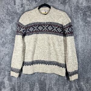Vintage Pendleton Sweater Mens XL Beige Fair Isle Wool Knit Pullover 80s